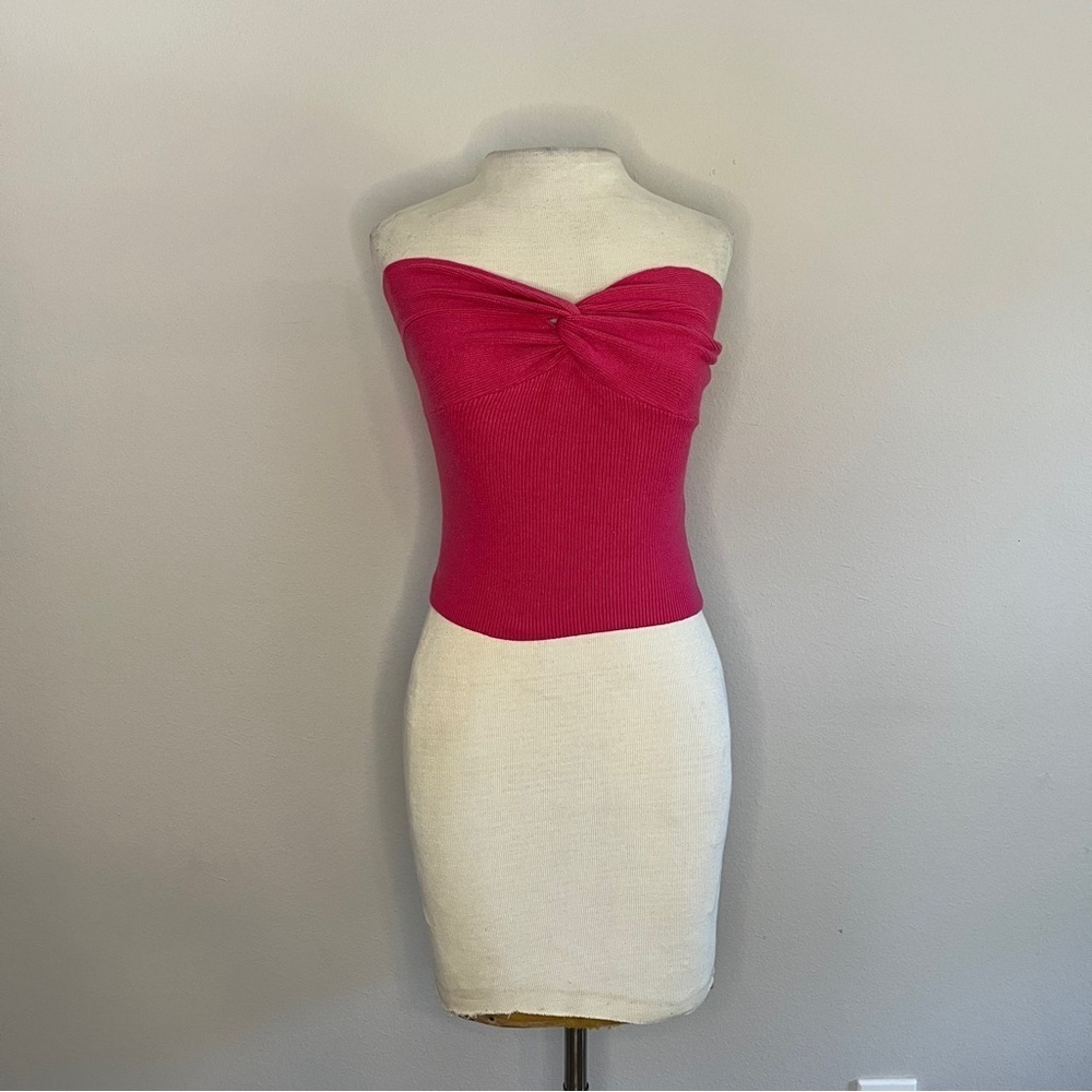 Vibrant Pink Woven Tube Tank Top
